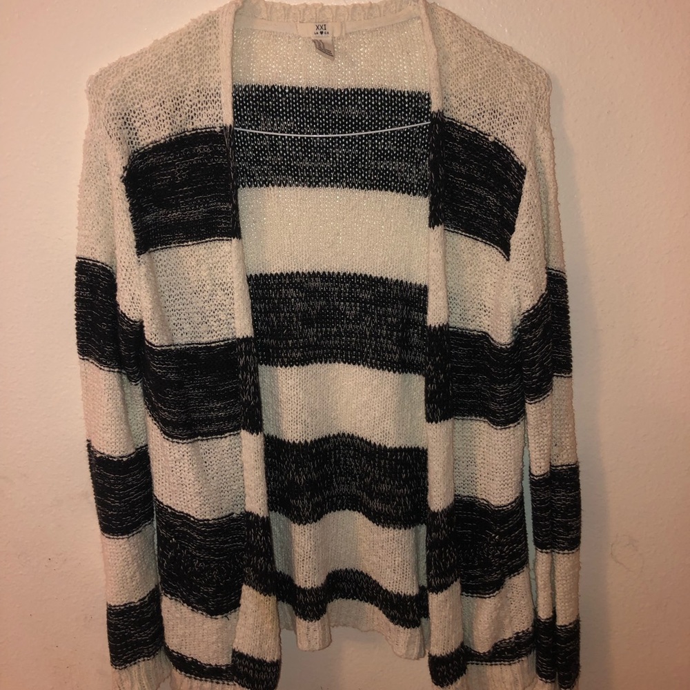 Black and White Stripped Cardigan